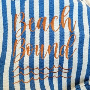 Blue and White Striped Beach Bag
